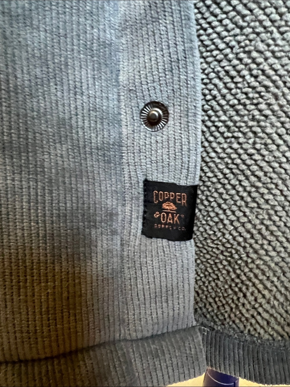 Copper Oak Men's Slate Gray Corduroy Snap-Front Jacket Medium - Picture 5 of 10